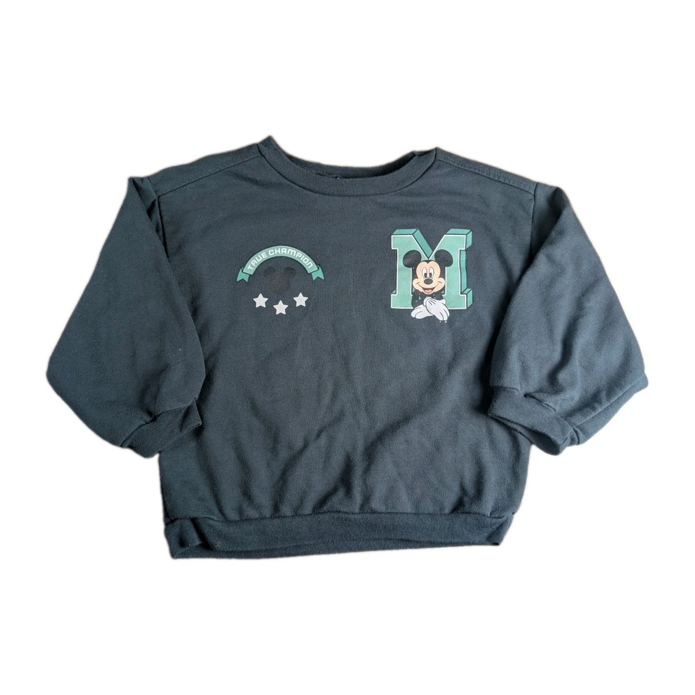 Disney Mickey Mouse True Champion Fleece Sweatshirt Boys 4T Black Graphic Pullov